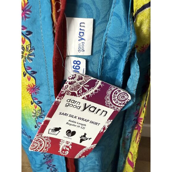 Darn Good Yarn Sari Silk Wrap Skirts Reversible Boho Ankle 4 -12 Lot of 4 Mini - Picture 11 of 16